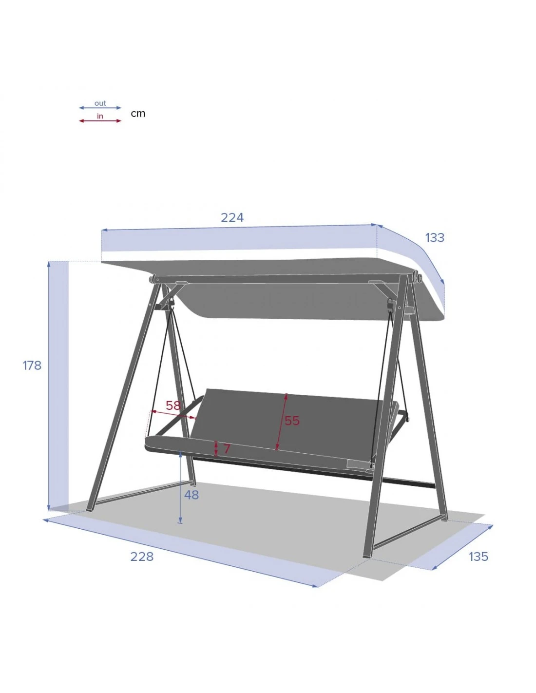 Balancelle De Jardin Soly 3 Places - Acier Effet Bois – Image 5