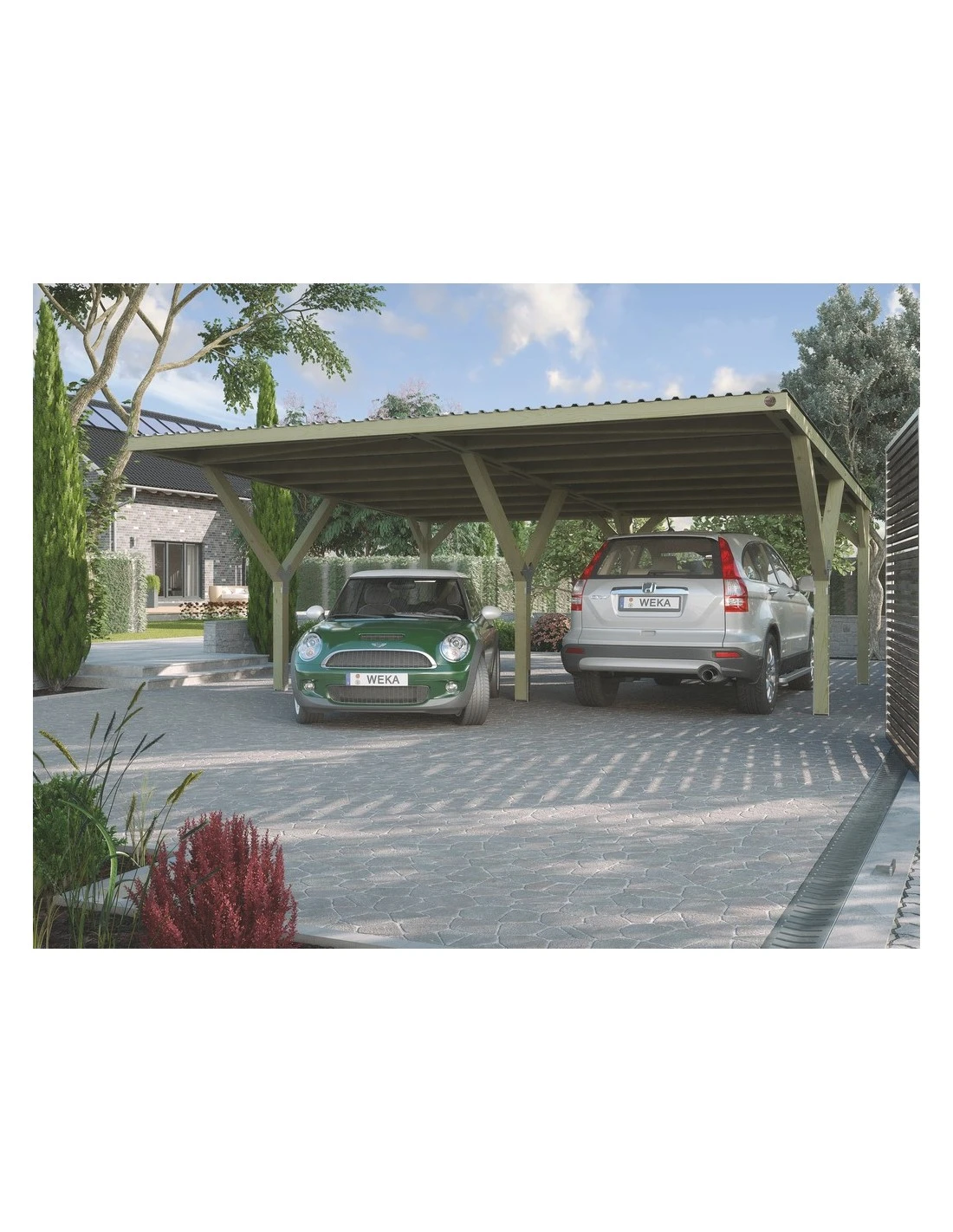 Carport WEKA Double Y 612 De 36 M² Traitée Autoclave