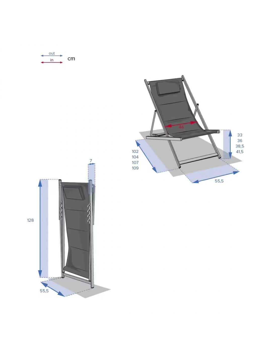 Chilienne De Jardin Honolulu - 4 Positions - Bleu Canard – Image 7