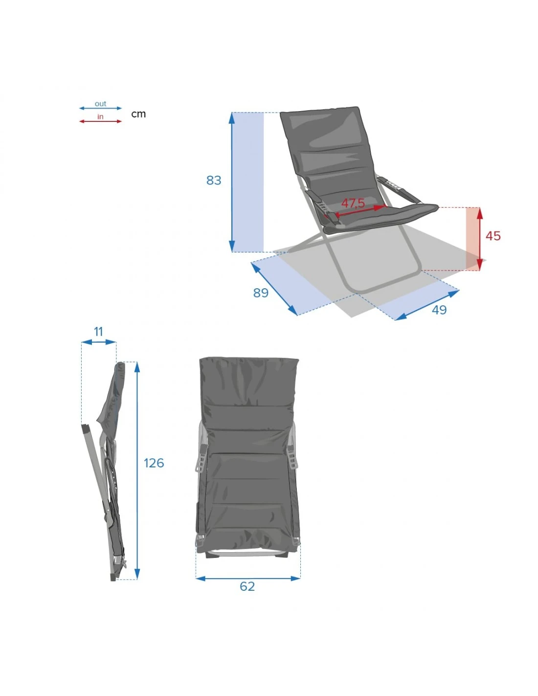 Fauteuil Relax De Jardin MILOS - Assise Matelassée - Bordeaux – Image 6