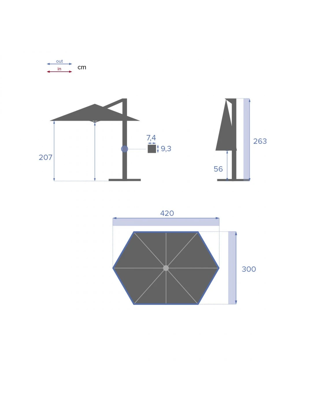 Parasol Déporté Eléa 4,2 X 3 M Hexagonal - Aluminium Et Toile Oléfine - Noisette – Image 6