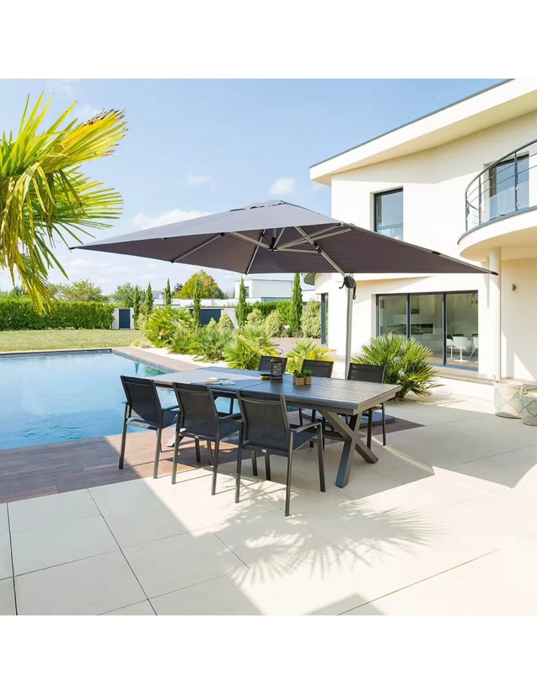 Parasol Déporté Équador 3x4 M - Ardoise