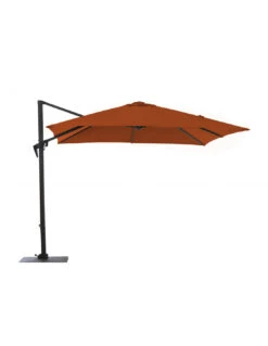 Parasol Déporté Roma 3 X 3 M - Aluminium Et Polyester - Inclinable Et Orientable - Grey / Paprika
