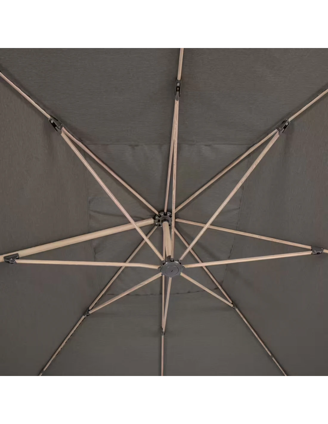 Parasol Déporté Soly 3 X 4 M Charbon - Mât Et Baleines Imprimés Effet Bois – Image 6