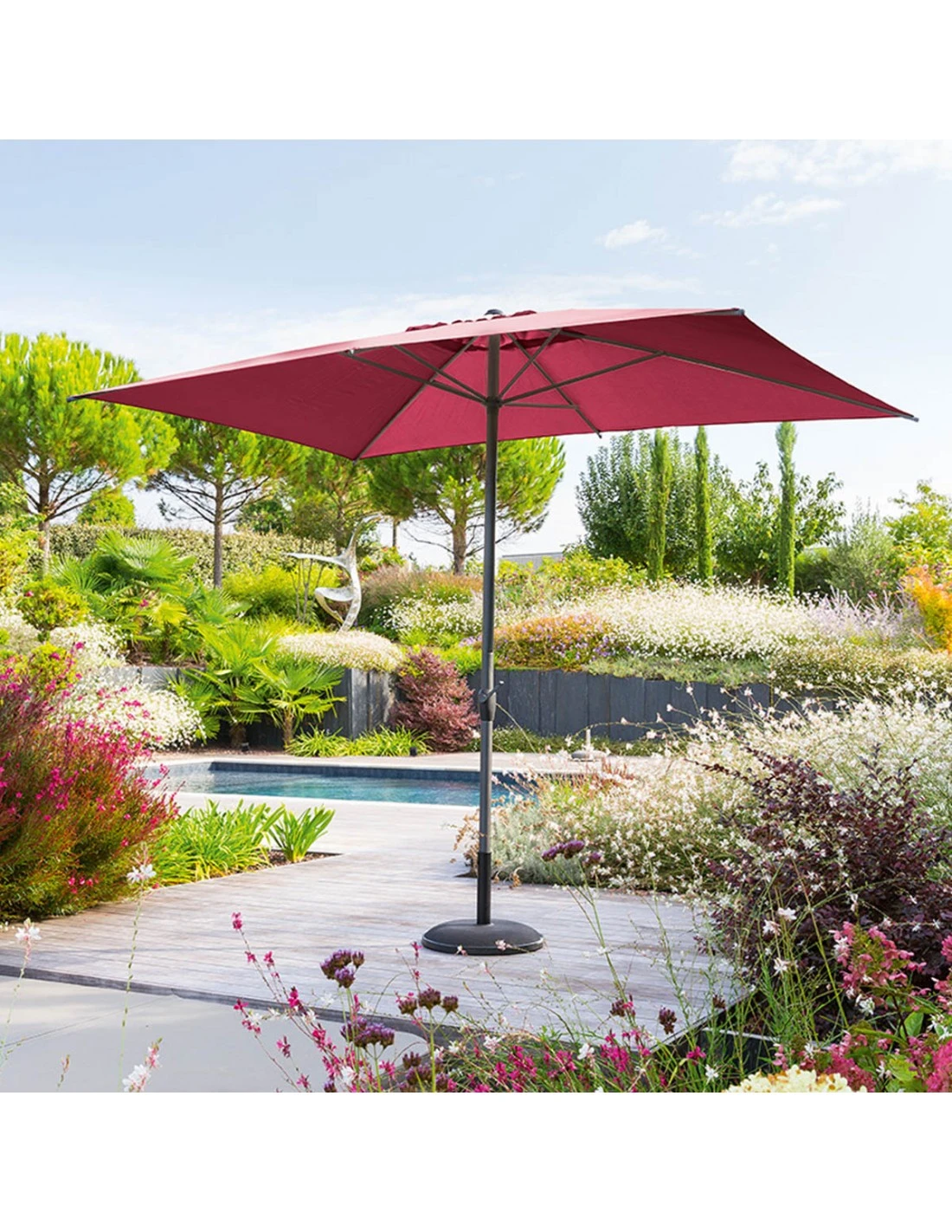 Parasol Droit Loompa Rectangulaire 2 X 3 M à Manivelle - Bordeaux – Image 2