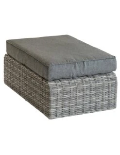 Pouf De Salon Mooréa - L.105 X P.60 X H.30 Cm - Aluminium Et Résine Tressée - Terre D'ombre