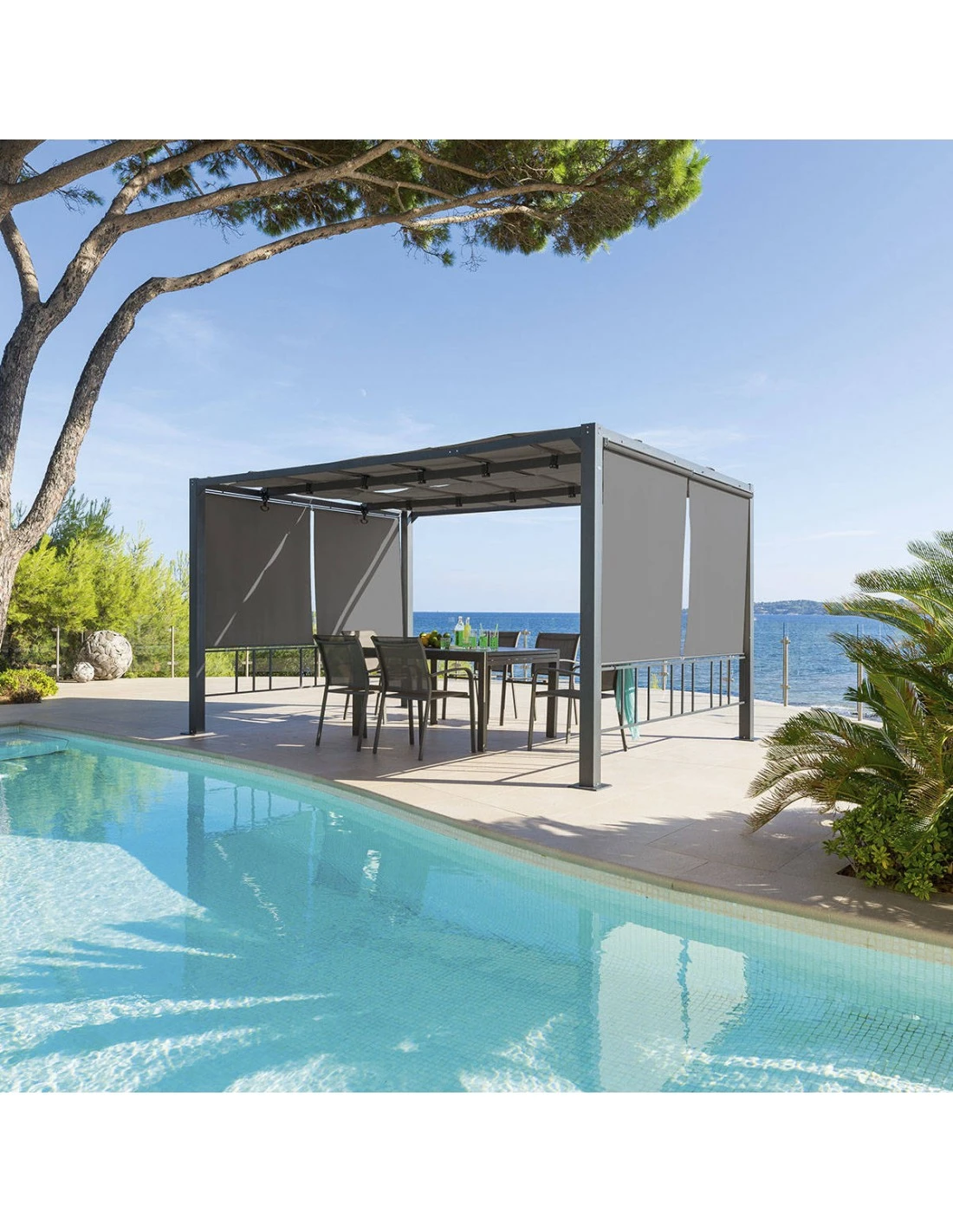 Tonnelle De Jardin MOAI 3x4 M - Avec 4 Panneaux Latéraux