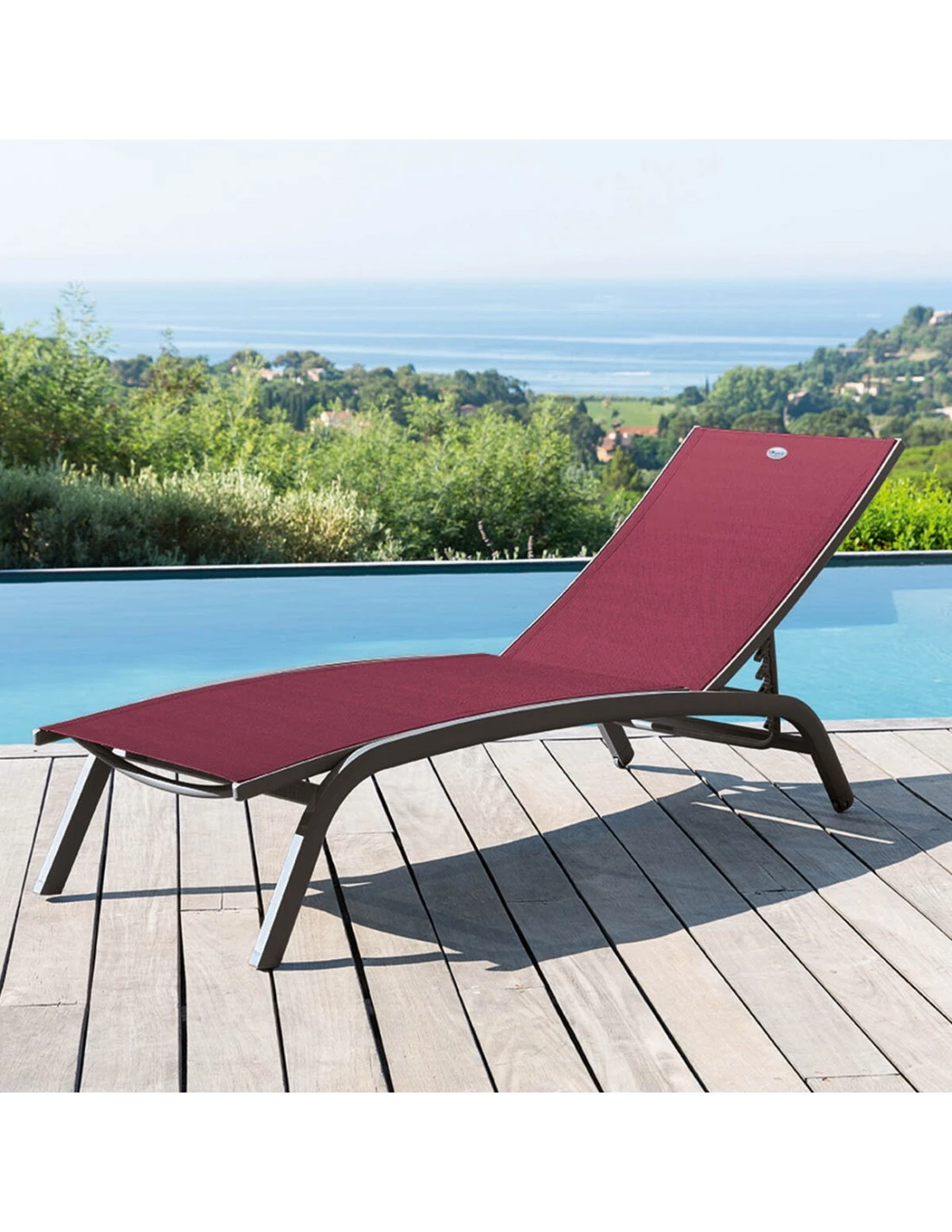 Transat Bonao 4 Positions - Aluminium Et Texaline - Graphite / Bordeaux – Image 2