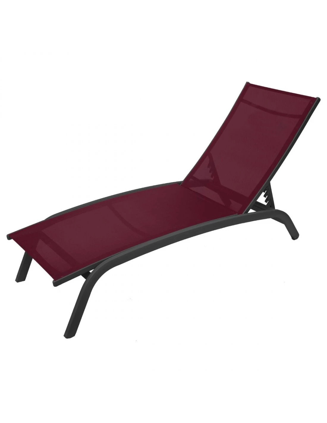 Transat Bonao 4 Positions - Aluminium Et Texaline - Graphite / Bordeaux