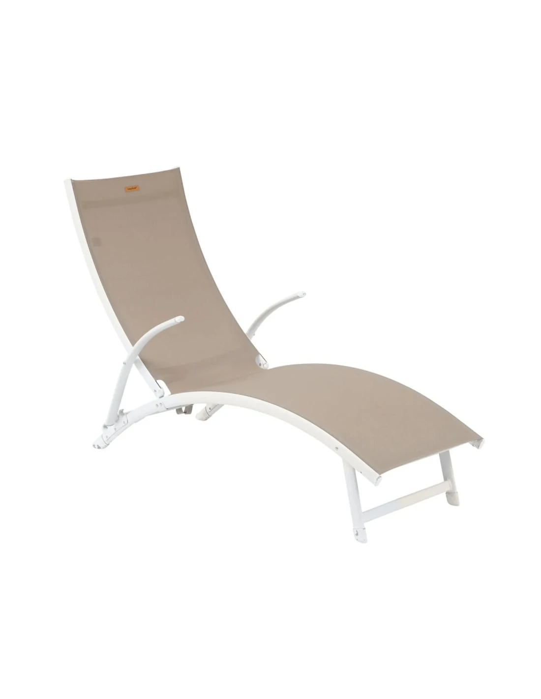 Transat Pliant Samba - 4 Positions - Aluminium Anodisé - Noisette / Blanc